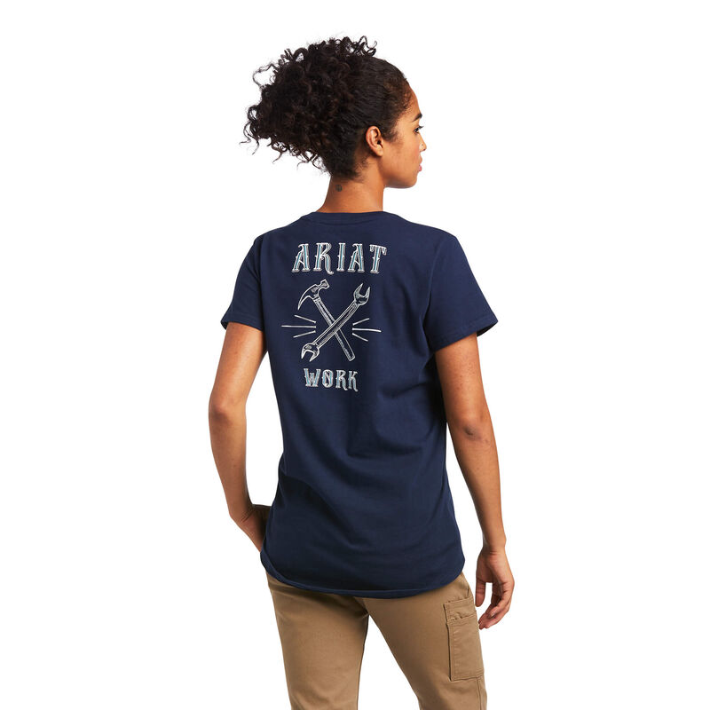 Ariat T-Shirts Damen - Rebar Cotton Strong Wrench Graphic Navy ( FXDYQ-4723 )